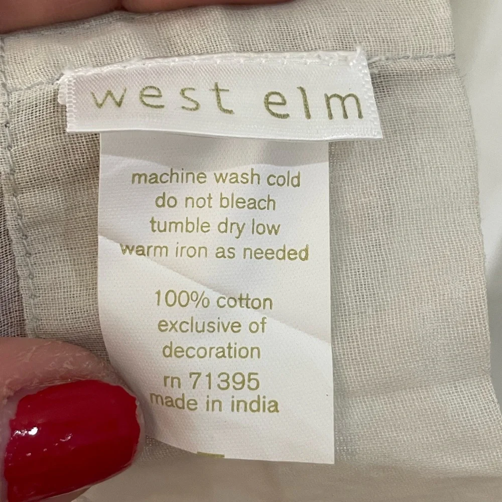 WEST ELM COTTON VOILE CRINKLE SHOWER CURTAIN 75x77